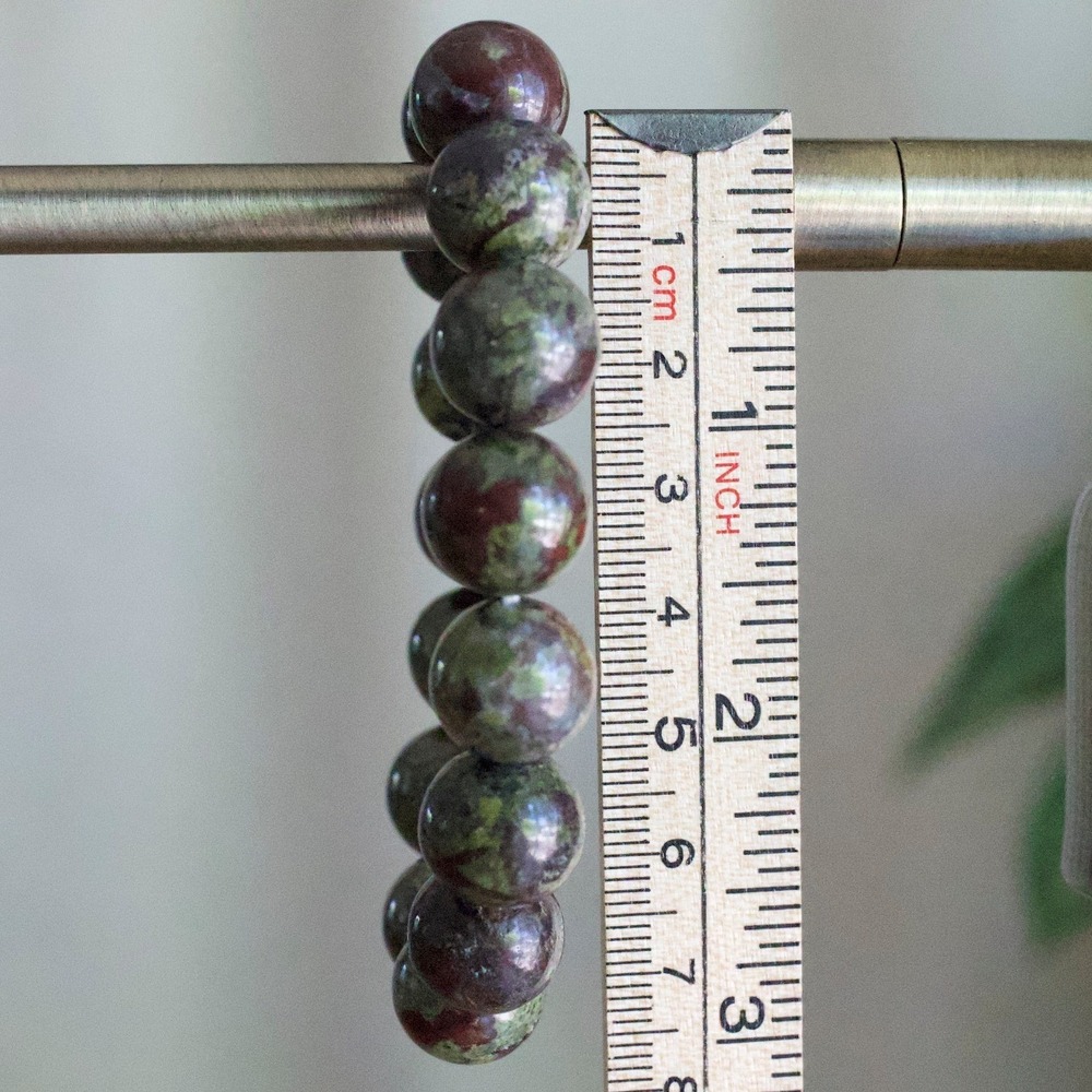 10mm Natural Dragon Blood Jasper Beaded Stretch Bracelet Green‎ Red Earthy Stone - Picture 2 of 2